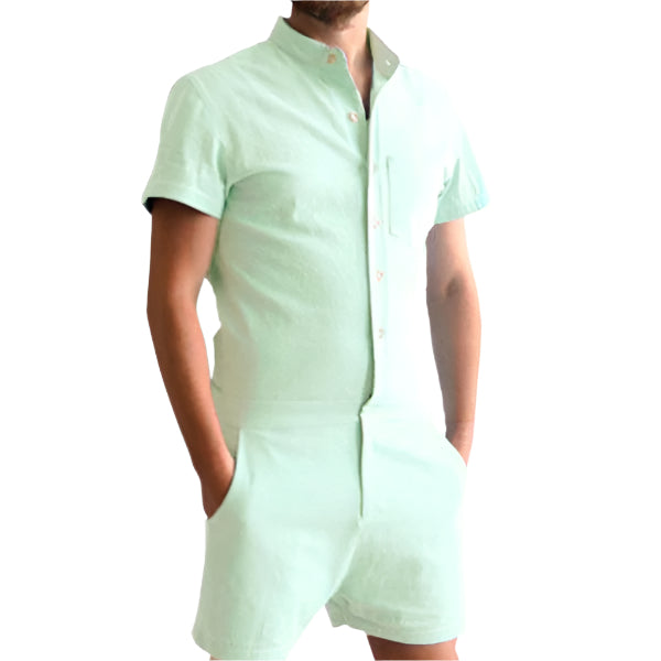 Gay Mens Rompers Romphims Super Gay Underwear Green Color for Spring and Summer