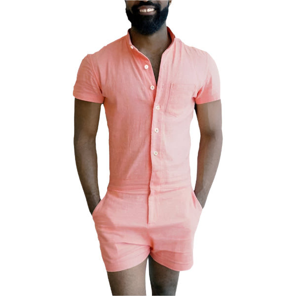 Gay Mens Rompers Romphims Super Gay Underwear Salmon Color for Spring and Summer