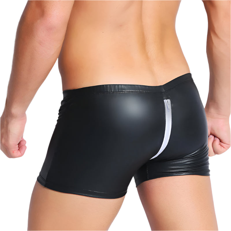 Zipper in the back leather underwear for men