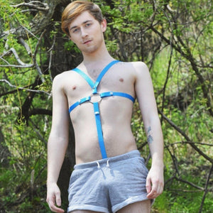 Skylarr Colorful blue harness for gay men and fetishwear