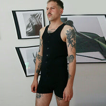 Super Gay Underwear - The Tyler Black Polyester Mens Singlet Onesie Mens Lingerie