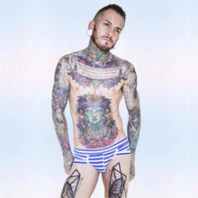 Matthew Leighton-Trew Super Gay Underwear - The Adrian Blue Striped Bulge Pouch Mens Underwear Brief