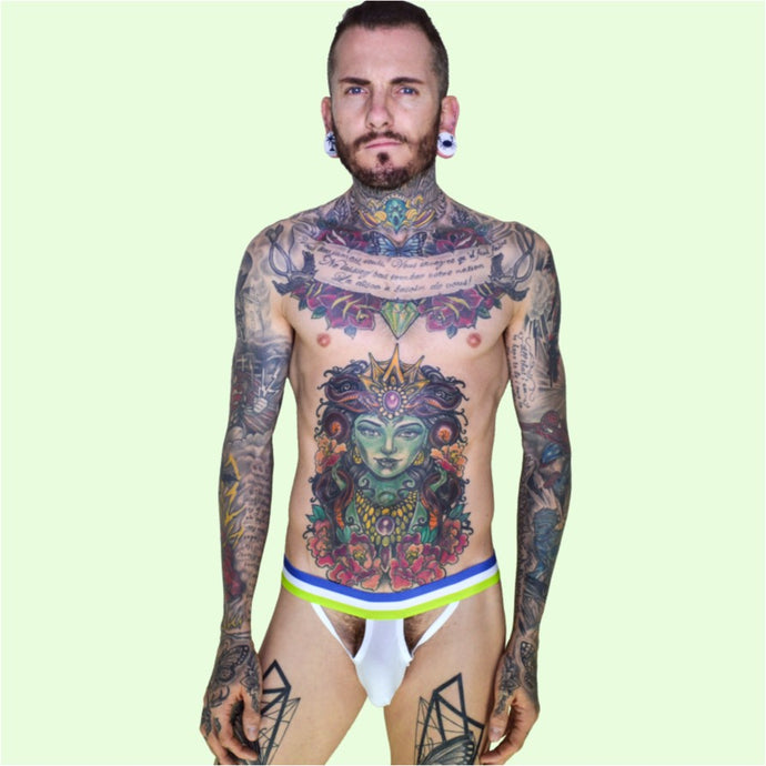 Super Gay Underwear - The Gabriel White Polyamide Bulge Pouch Mens Underwear Jock Strap