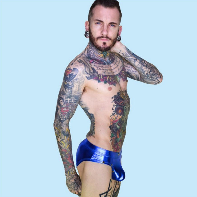 Super Gay Underwear - The Johnny Blue Matthew Leighton Trew Nylon Bulge Pouch Mens Underwear Brief