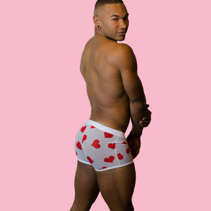 Rock Evans Miss Toto Model Heart Love See Through Boxer Brief Lingerie for Gay Men