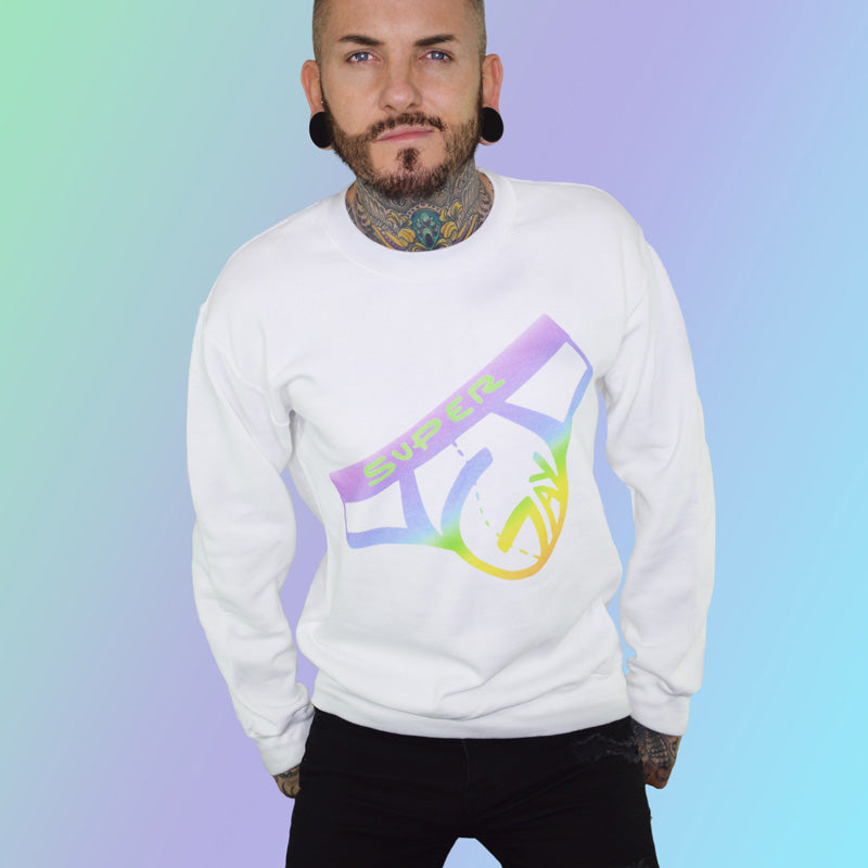 Rainbow Super Gay Underwear Logo Warm and Cozy Sweatshirt