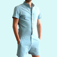 Gay Mens Rompers Romphims Super Gay Underwear Blue Color for Spring and Summer