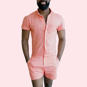 Gay Mens Rompers Romphims Super Gay Underwear Salmon Color for Spring and Summer