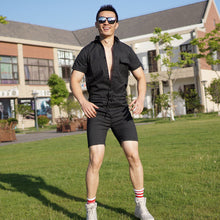 Super Gay Underwear Mens Romper Romphim Black Pinstripe for Spring and Summer