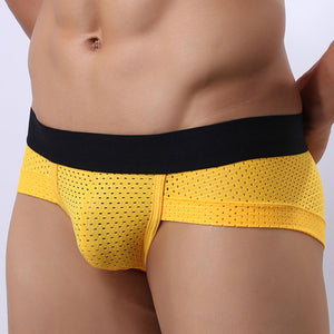 The George Yellow Nylon Bulge Pouch Mens Underwear See-Through Brief
