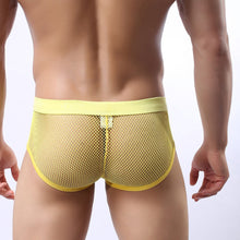 The Nathan Yellow Polyester Mesh Bulge Pouch Mens Underwear See-through Brief