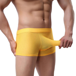 Super Gay Underwear - The Mateo Yellow Spandex Bulge Pouch Mens Underwear Boxer