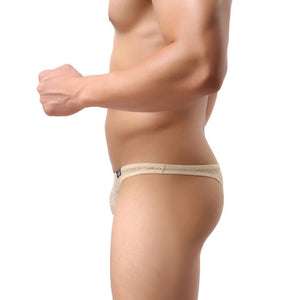 Super Gay Underwear - The Christopher Beige Nylon Bulge Pouch Mens Underwear Brief