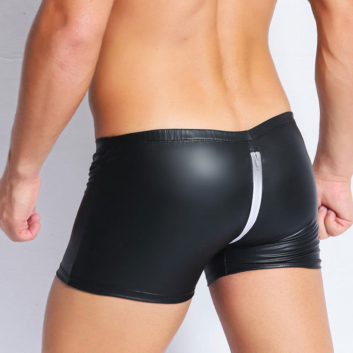 Zipper in the back leather underwear for men